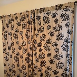 Cotton black and taupe drapes